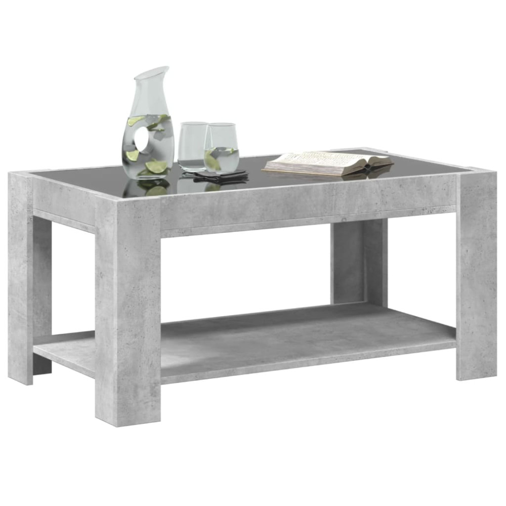 Produktbild för Soffbord med LEDs betonggrå 93x53x45 cm konstruerat trä