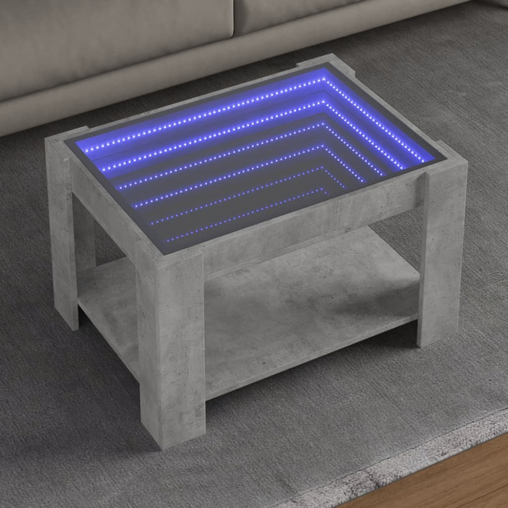 Produktbild för Soffbord med LEDs betonggrå 73x53x45 cm konstruerat trä