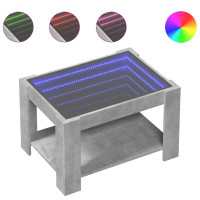 Produktbild för Soffbord med LEDs betonggrå 73x53x45 cm konstruerat trä