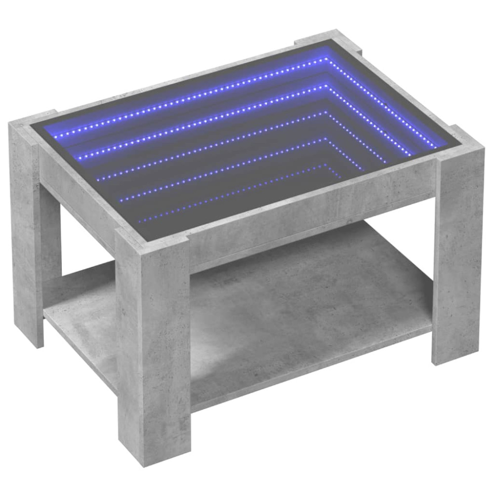 Produktbild för Soffbord med LEDs betonggrå 73x53x45 cm konstruerat trä