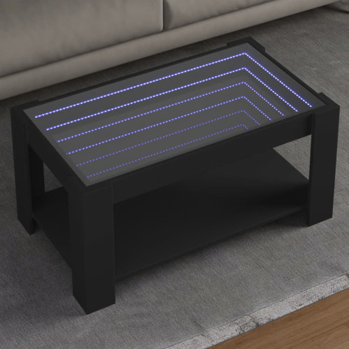 vidaXL Soffbord med LEDs svart 93x53x45 cm konstruerat trä
