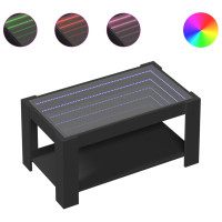Produktbild för Soffbord med LEDs svart 93x53x45 cm konstruerat trä