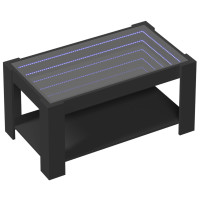 Produktbild för Soffbord med LEDs svart 93x53x45 cm konstruerat trä