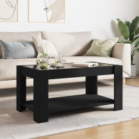 Produktbild för Soffbord med LEDs svart 93x53x45 cm konstruerat trä