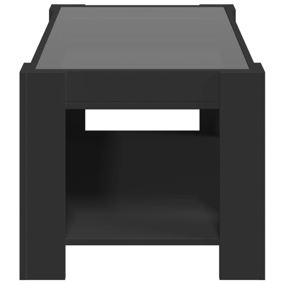 Produktbild för Soffbord med LEDs svart 93x53x45 cm konstruerat trä