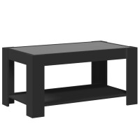 Produktbild för Soffbord med LEDs svart 93x53x45 cm konstruerat trä