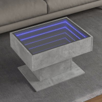 Produktbild för Soffbord med LEDs betonggrå 70x50x45 cm konstruerat trä