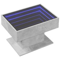 Produktbild för Soffbord med LEDs betonggrå 70x50x45 cm konstruerat trä