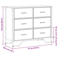 Produktbild för Byrå svart 91x35,5x74,5 cm konstruerat trä