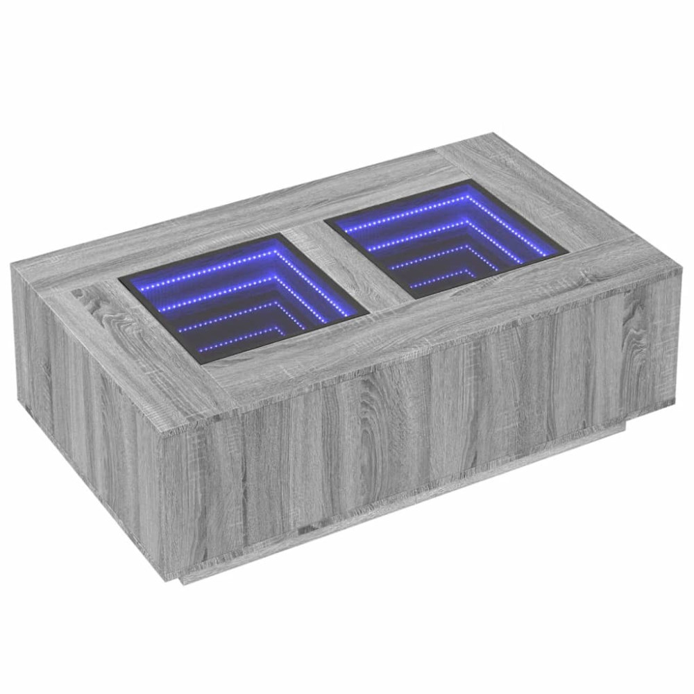 Produktbild för Soffbord med Infinity LEDs grå sonoma 116x69x40 cm