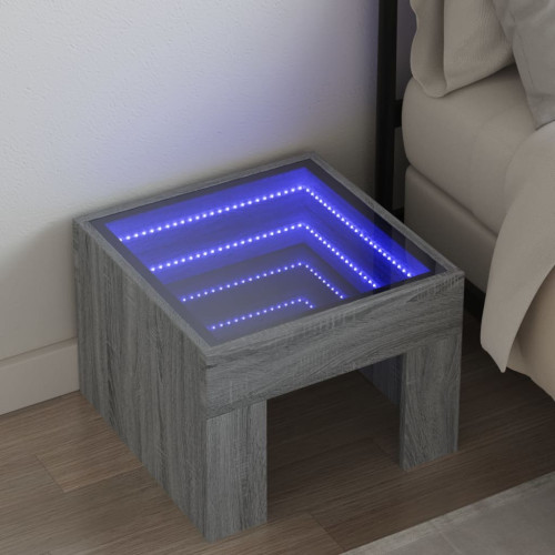 vidaXL Sängbord med Infinity LEDs grå sonoma 40x40x30 cm