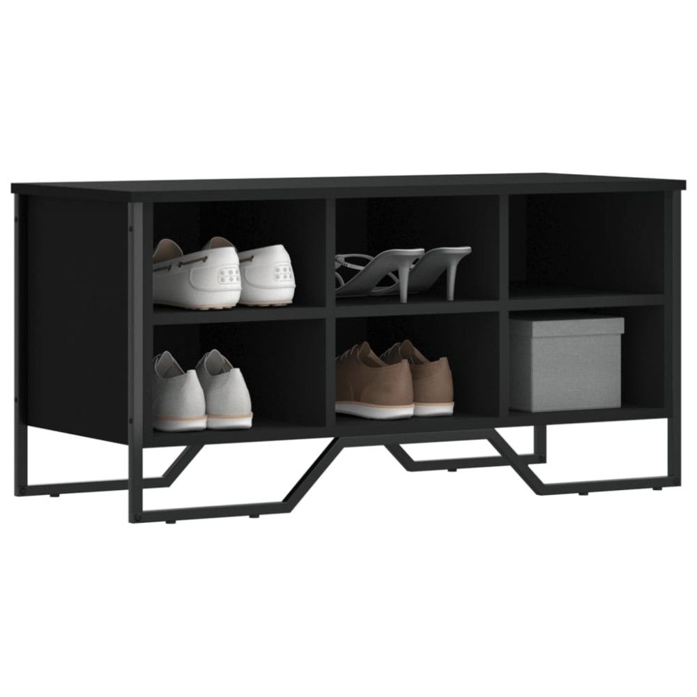 Produktbild för Skoskåp svart 90x38x45,5 cm konstruerat trä