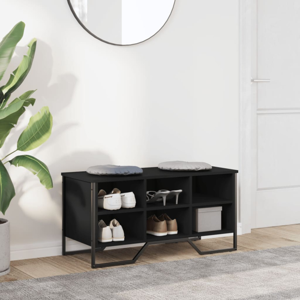 Produktbild för Skoskåp svart 90x38x45,5 cm konstruerat trä
