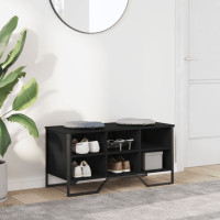 Produktbild för Skoskåp svart 90x38x45,5 cm konstruerat trä