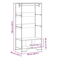 Produktbild för Garderob sonoma-ek 90x50x180 cm konstruerat trä