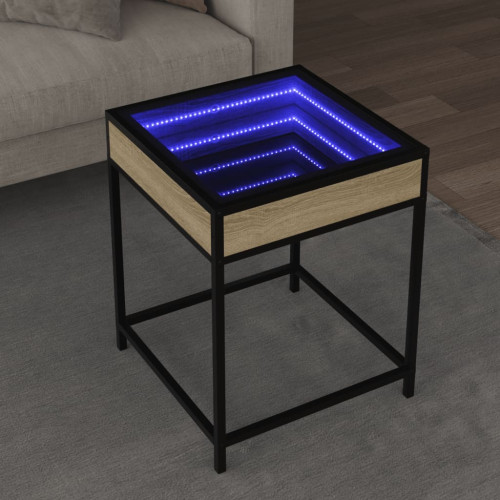 vidaXL Soffbord med Infinity LEDs sonoma-ek 40x40x51 cm