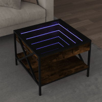 Produktbild för Soffbord med Infinity LEDs rökfärgad ek 50x50x38 cm