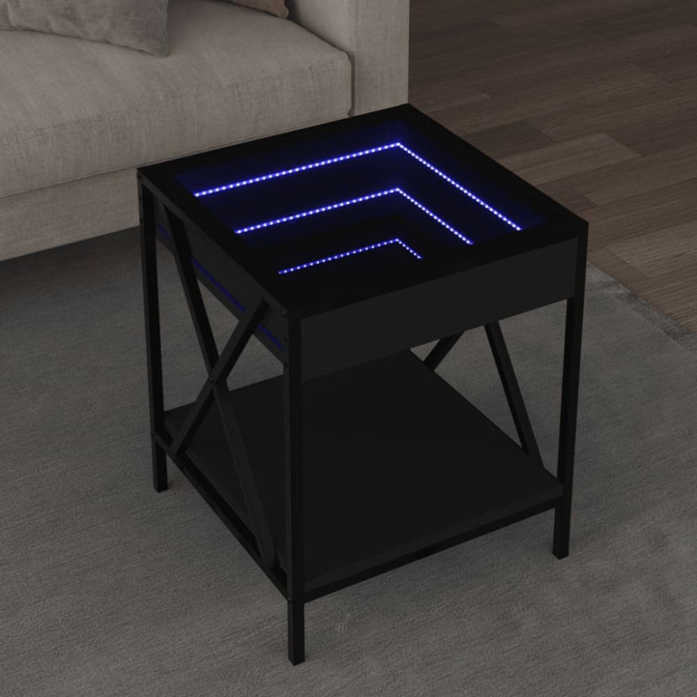 Produktbild för Soffbord med Infinity LEDs svart 40x40x49 cm