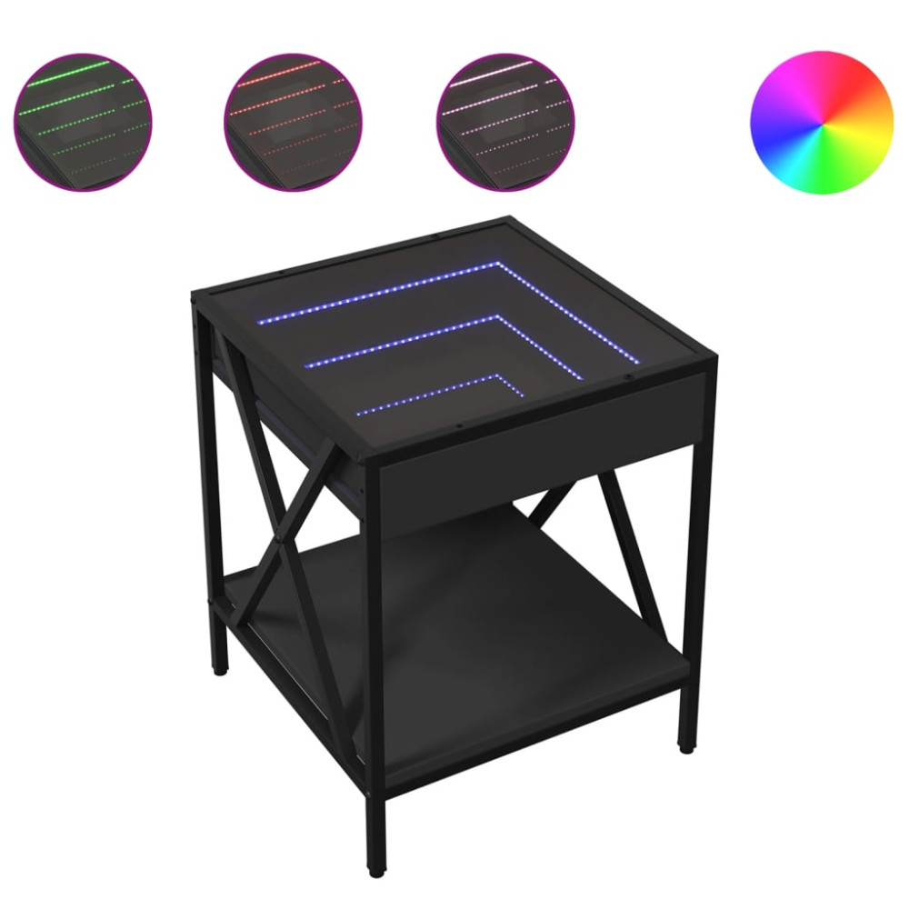 Produktbild för Soffbord med Infinity LEDs svart 40x40x49 cm
