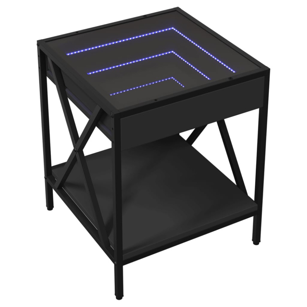 Produktbild för Soffbord med Infinity LEDs svart 40x40x49 cm