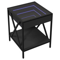 Produktbild för Soffbord med Infinity LEDs svart 40x40x49 cm