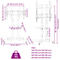 Produktbild för Tv-ställ på hjul för 32-70 tums skärm max VESA 600x400 mm 50kg