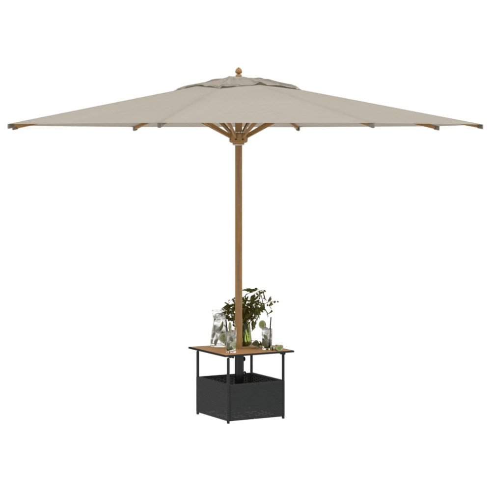 Produktbild för Trädgårdsbord med parasollhål svart 55x55x46,5 cm konstrotting