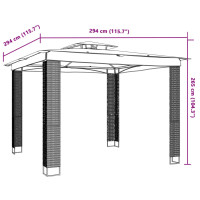 Produktbild för Paviljong med dubbelt tak gräddvit 2,94x2,94 m stål