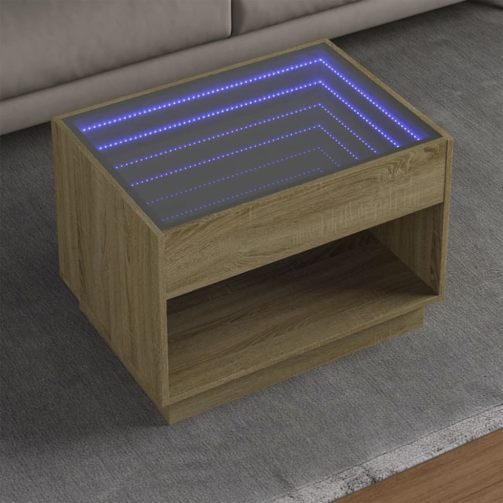 Produktbild för Soffbord med Infinity LEDs sonoma-ek 70x50x50 cm