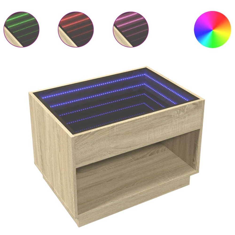 Produktbild för Soffbord med Infinity LEDs sonoma-ek 70x50x50 cm
