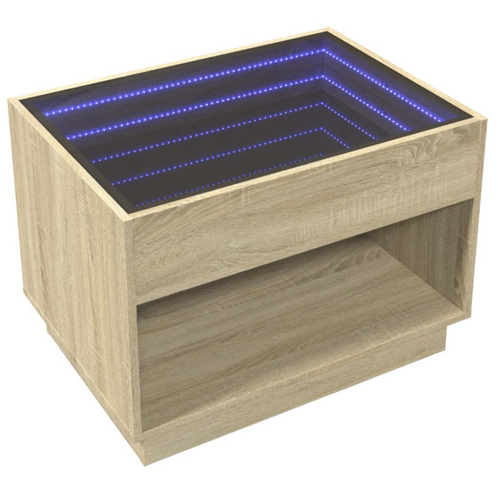 Produktbild för Soffbord med Infinity LEDs sonoma-ek 70x50x50 cm