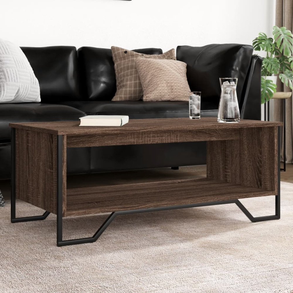 Produktbild för Soffbord brun ek 100x51x40 cm konstruerat trä