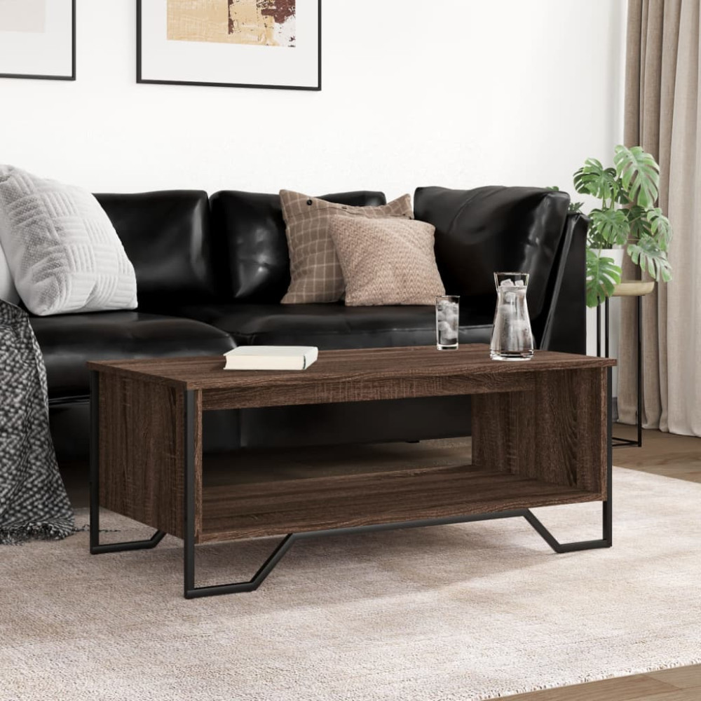 Produktbild för Soffbord brun ek 100x51x40 cm konstruerat trä