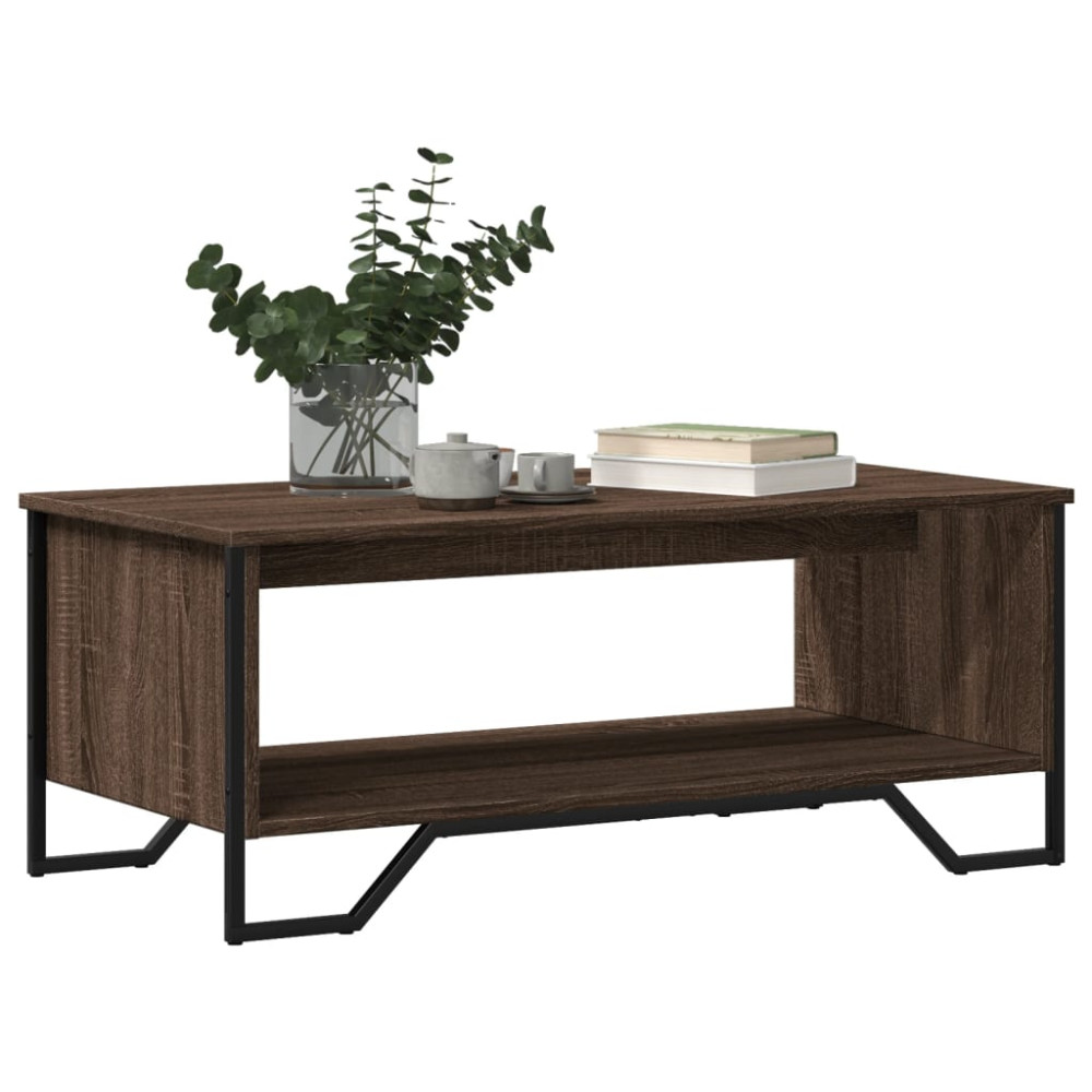 Produktbild för Soffbord brun ek 100x51x40 cm konstruerat trä