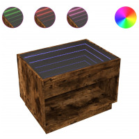 Produktbild för Soffbord med Infinity LEDs rökfärgad ek 70x50x50 cm