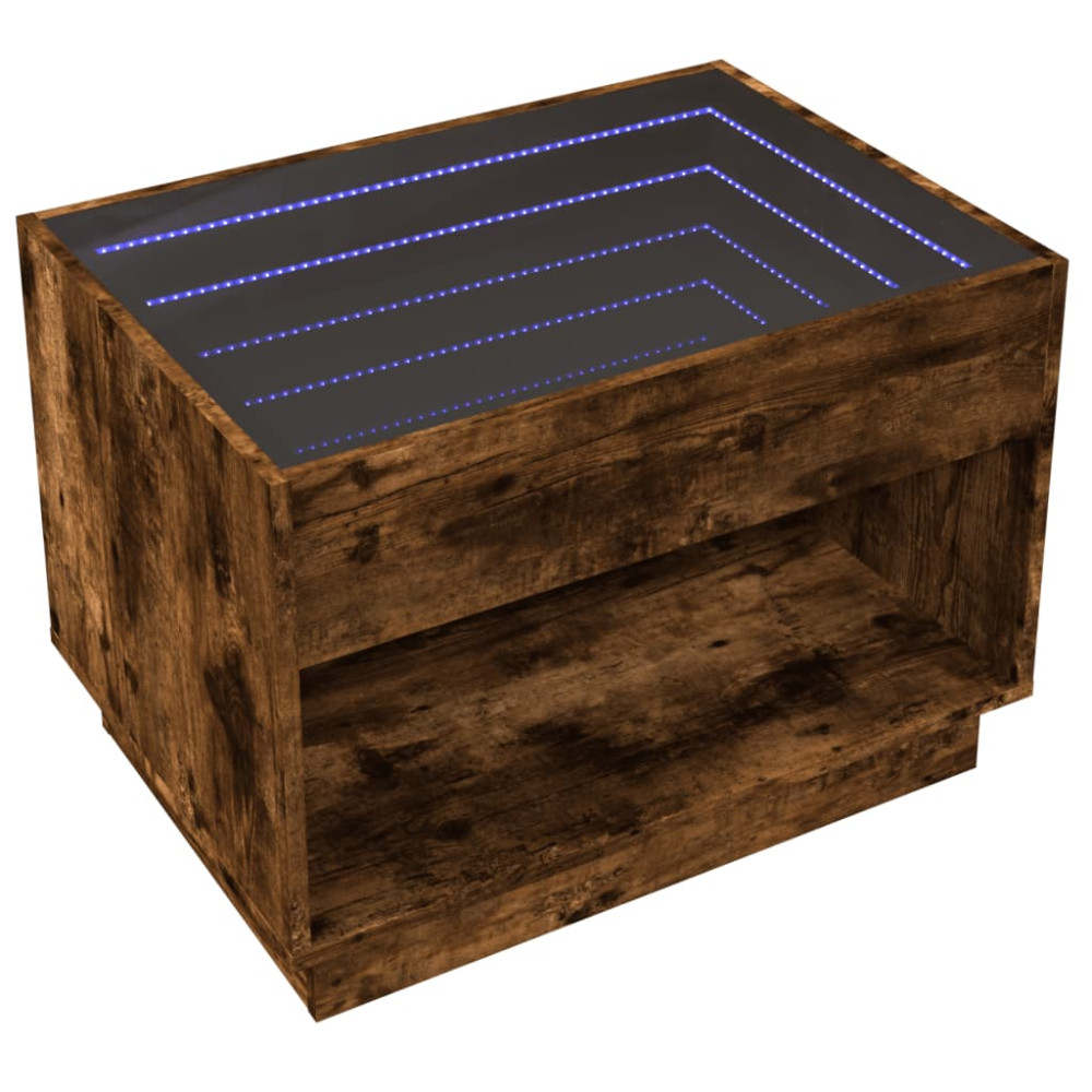 Produktbild för Soffbord med Infinity LEDs rökfärgad ek 70x50x50 cm