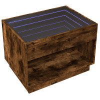 Produktbild för Soffbord med Infinity LEDs rökfärgad ek 70x50x50 cm