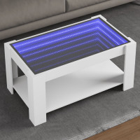 Produktbild för Soffbord med LEDs vit 93x53x45 cm konstruerat trä