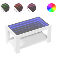 Produktbild för Soffbord med LEDs vit 93x53x45 cm konstruerat trä