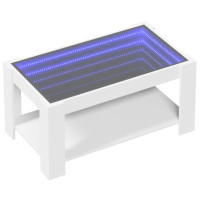 Produktbild för Soffbord med LEDs vit 93x53x45 cm konstruerat trä