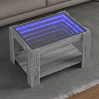 Produktbild för Soffbord med LEDs grå sonoma 73x53x45 cm konstruerat trä