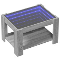 Produktbild för Soffbord med LEDs grå sonoma 73x53x45 cm konstruerat trä