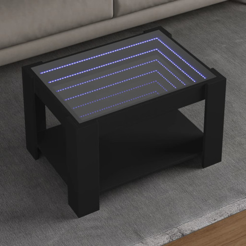 vidaXL Soffbord med LEDs svart 73x53x45 cm konstruerat trä