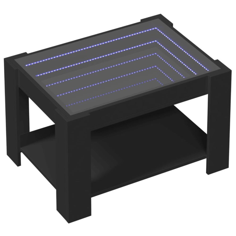 Produktbild för Soffbord med LEDs svart 73x53x45 cm konstruerat trä