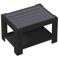 Produktbild för Soffbord med LEDs svart 73x53x45 cm konstruerat trä