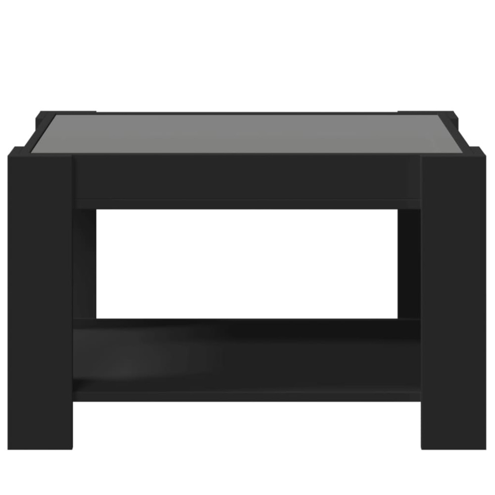 Produktbild för Soffbord med LEDs svart 73x53x45 cm konstruerat trä