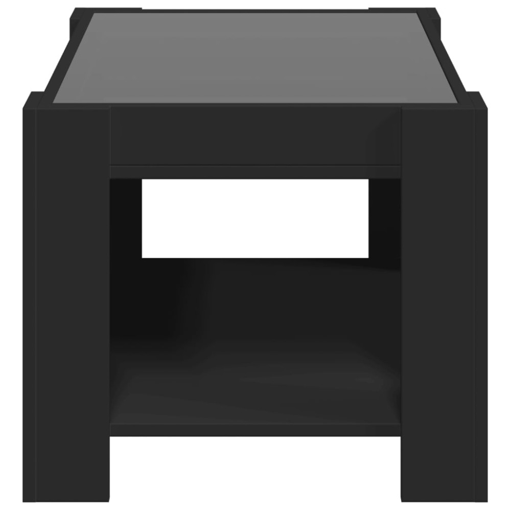 Produktbild för Soffbord med LEDs svart 73x53x45 cm konstruerat trä
