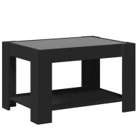 Produktbild för Soffbord med LEDs svart 73x53x45 cm konstruerat trä