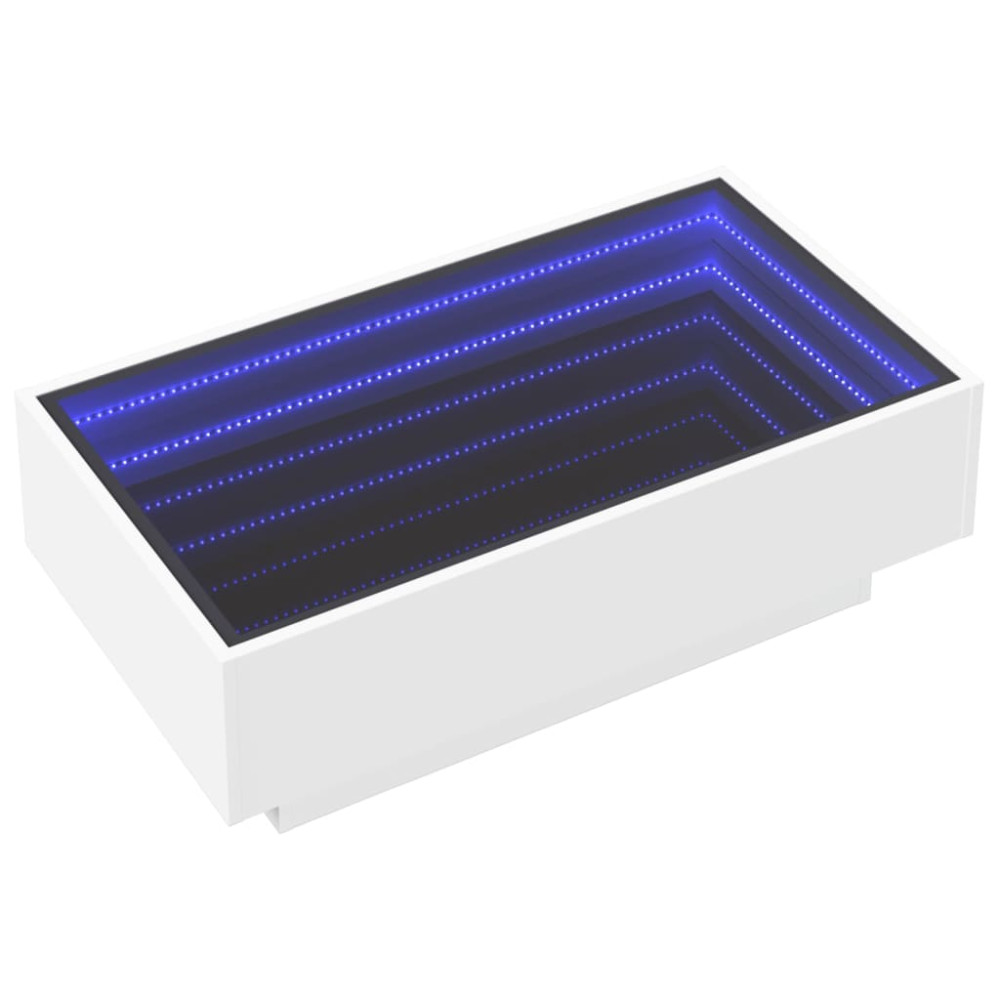 Produktbild för Soffbord med LEDs vit 90x50x30 cm konstruerat trä