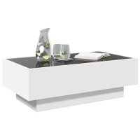 Produktbild för Soffbord med LEDs vit 90x50x30 cm konstruerat trä